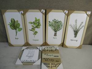 Taupe Trim Herb Blessed Happiness Theme Home Wall Decor