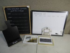 Home Decor-Magnetic Dry Erase Calendar-Chalk Board Menu-Recipe Holder-Glam Wall Decor