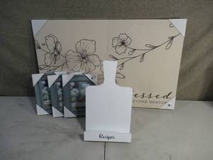 Set of Blessed Beyond Measure Canvases-Recipe Holder-3 (5 x 7) Picture Frames