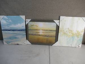 Ocean Theme Canvas and Framed Paintings-Home Wall Decor-Set of 3