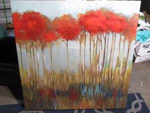 39.5 x 39.5 Fall Forest by the Water Canvas Painting-Kirkland