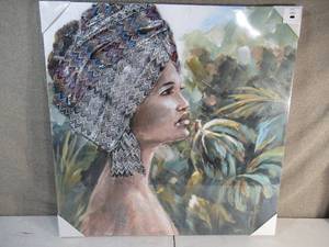 31 x  31 Young Woman Canvas Painting and Fabric Art