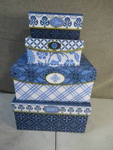 Set of 4 BlueWhite Gift Boxes