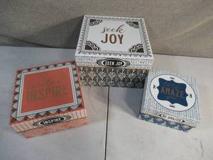 Set of 3 Seek Joy Create and Inspire Let Life Amaze You Gift Boxes