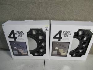 2 Boxes of 4 10 x 10 Mirror Set Wall Decor-Black