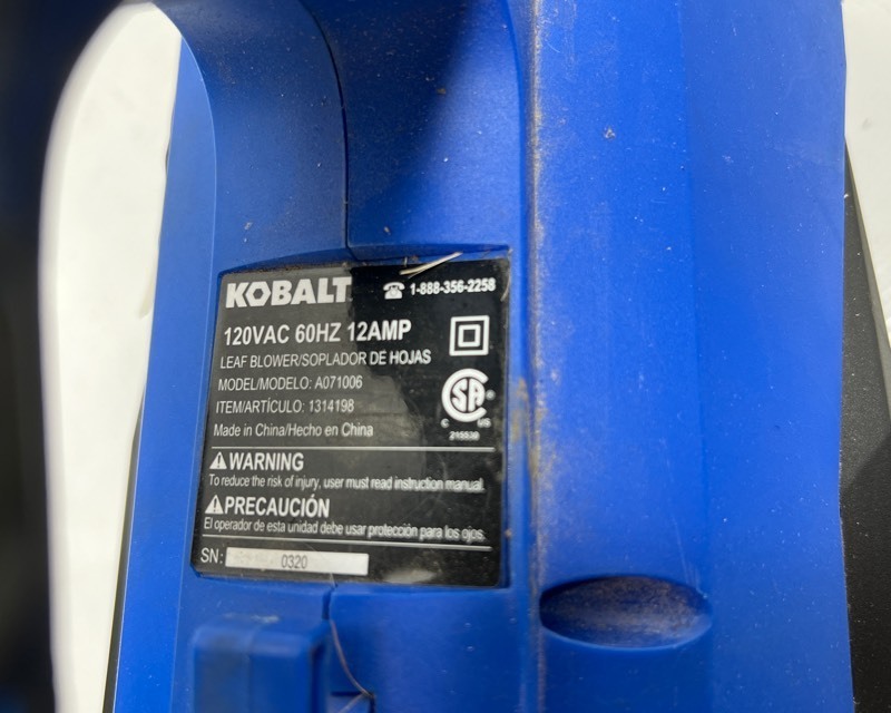 lot 168 image: Kobalt Electric Leaf Blower