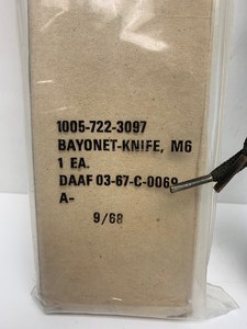 lot 149 image: NOS Orig Vintage Vietnam War Era M14 Bayonet & Scabbard