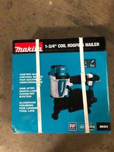 lot 2 image: Makita Pneumatic 1-34 in. 15 Degree Coil Roofing Nailer Customer Returns See Pictures