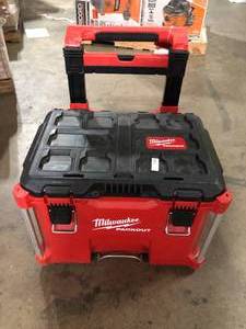 lot 16 image: Milwaukee PACKOUT 22 in. Rolling Modular Tool Box  Customer Returns See Pictures