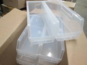 8 Akro Clear Organizing Bins...