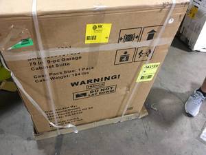 lot 30 image: Husky 9-Piece Ready-to-Assemble Steel Garage Workstation in Black (80 in. W x 69.5 in. H x 19.5 in. D) Customer Returns See Pictures