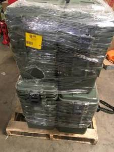 lot 36 image: Pallet of Plano 68 qt. Sportsman Storage Trunk Olive Green Customer Returns See Pictures