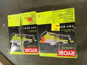 lot 42 image: Lot of 2 RYOBI 4.8 -Amps 7 in. Blade Corded Tabletop Wet Tile Saw Customer Returns See Pictures