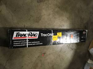 lot 46 image: TracRac TracONE Universal Truck Bed Ladder Rack 800 lbs. Capacity Black Powder Coat Finish Customer Returns See Pictures
