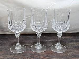 Three Stemmed Crystal DArque Longchamp Glasses
