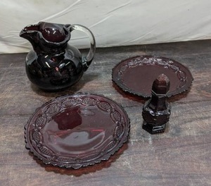 Collection Of Colored Glassware including Cape Cod by Avon