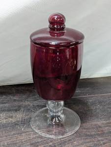 Cranberry Glass Candy Dish