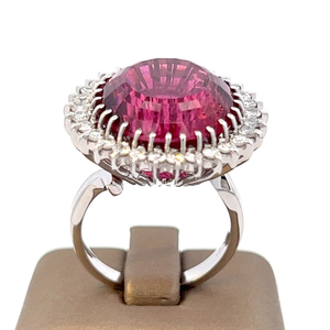 Incredible - Hand-Made, 18k white gold, 17.56ct Rubellite & Diamond Ring. Appraisal value $15,000