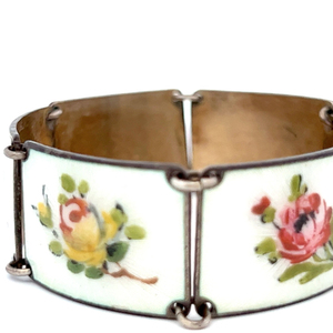 Finn Jensen GUILLOCHE ENAMEL, Gilt Sterling Bracelet. Circa 1950S.