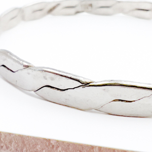 Mexico Sterling Silver Bangle Bracelet. Flattened Twist Design.