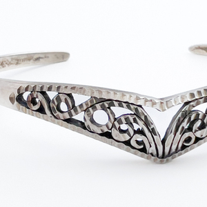 Silver Fox Inc, Filigree Hand Made Sterling Silver Cuff Bracelet.