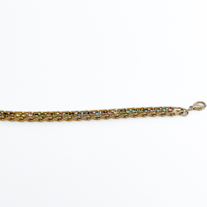 Rhinestone Yellow Base Metal Bracelet. Yellow, Green, Pink And Blue Rhinestones.