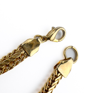 Stylish, Fancy Herringbone Yellow Plated Base Metal Chain Necklace. Collar Length