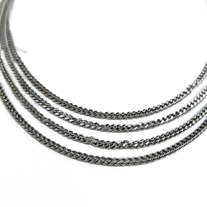 Four Strand, Curb Link Stainless Steel Chain Necklace.