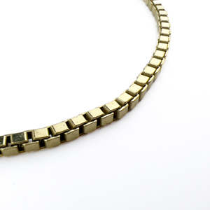 Aurea Jewelry Creations, Box Link, Yellow Base Metal Chain Necklace.