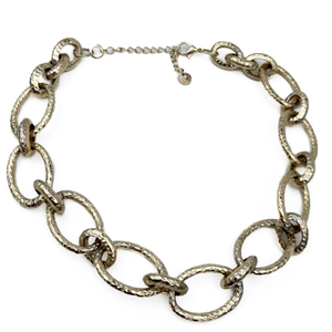 Lydell NYC Hammered Link Style Base Metal Chain Necklace. Chunky Eye Catching Look.