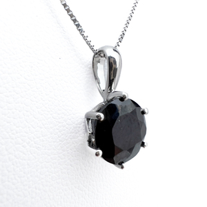 Onyx Sterling Silver Pendant Necklace. 2 Inch Extension