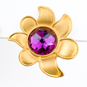 Carolina Herrera Yellow Plated Metal Clip-On Earrings . Flower Design.