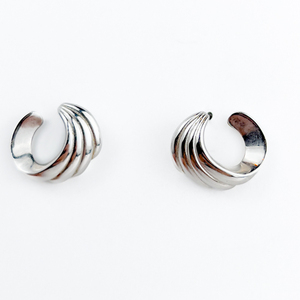 Monet White Plated Metal Post Back Pierced Earrings.