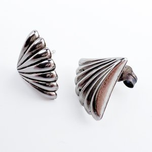 Sterling Silver Stud Earrings. Fan Design.