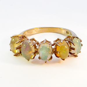Stauer Yellow Plated Sterling Silver Ring, Set With Opal. Size 6.75 - 7.