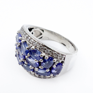 Stauer Sterling Silver Ring, Set With Tanzanite And White Zircon. Size 8 - 8.5.