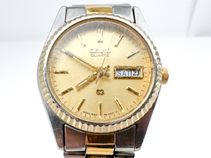 Seiko Gold-tone dial, fluted bezel, 3E23.0A60 stainless steelbase metal Quartz watch. New Battery