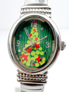 Accutime Christmas Tree white stainless steel  base metal Quartz watch. New Battery Installed