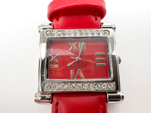 Lucien Piccard Dufonte 726388RD red strap, white stainless steel Quartz watch. New Battery Installed