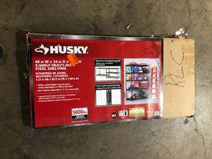 Husky 5-Tier Heavy Duty Boltless Steel Garage Storage Shelving Unit in Black (48 in. W x 78 in. H x 24 in. D)  Customer Returns See Pictures