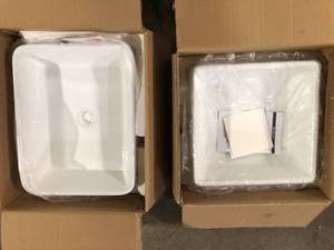 Lot of 2 Assorted Ceramic Bathroom Sink Various Sizes  Customer Returns See Pictures