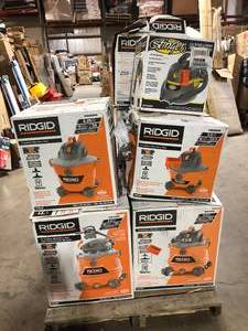 Pallet of Assorted Ridgid WetDry Shop Vacs Customer Returns See Pictures