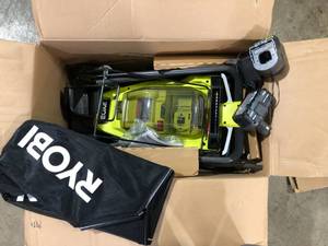 RYOBI ONE 18V 13 in. Cordless Battery Walk Behind Push Lawn Mower with Battery and Charger  Customer Returns See Pictures