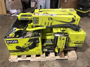Pallet of Ryobi Lawn Care Items  Various Models and Conditions Customer Returns See Pictures