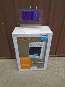 lot 117 image: New Remington 10000 BTU Natural gas wall heater. As shown.