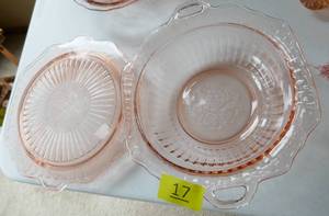 lot 17 image: Pink Depression glass