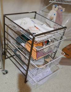 lot 65 image: 4 shelf craft storage unit and contents