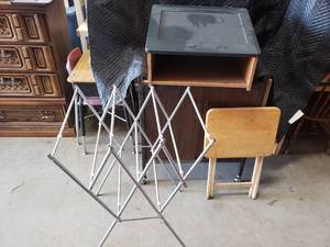 School Desk Top, Chair, Folding Clothes Drying Rack
