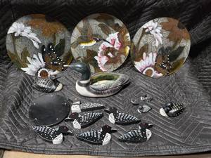 Wood Loons from  a Wind Chime, Loon Planter, Decorative Plates