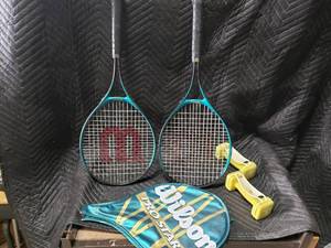 Tennis Rackets and Hand Weights